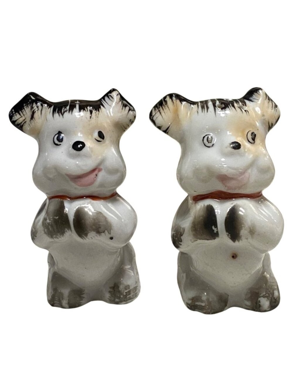 Vtg Anthropomorphic Begging Dog Salt & Pep Shakers Hand-Painted Made In Japan